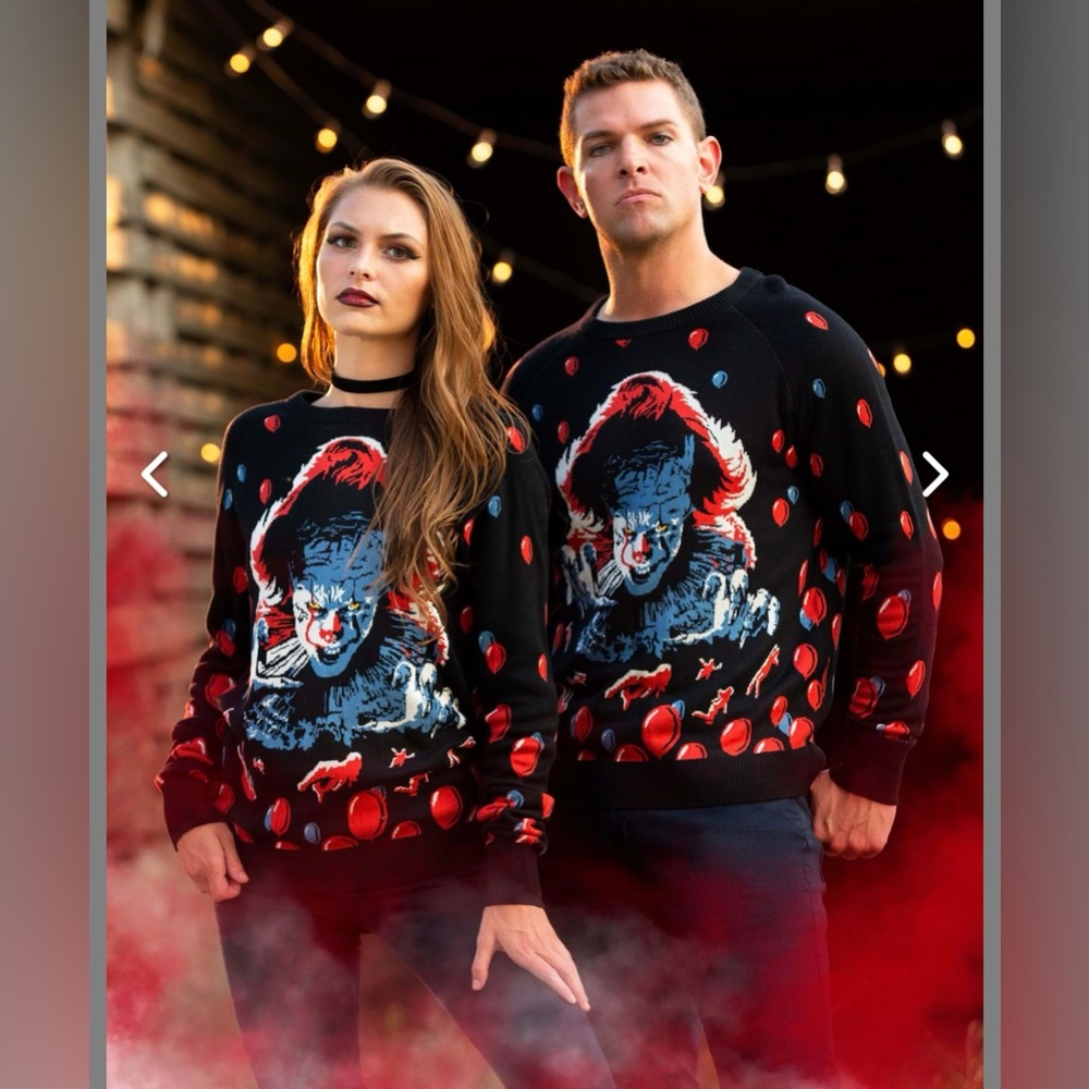 NWT-Fun IT the movie Pennywise ugly sweater size XL